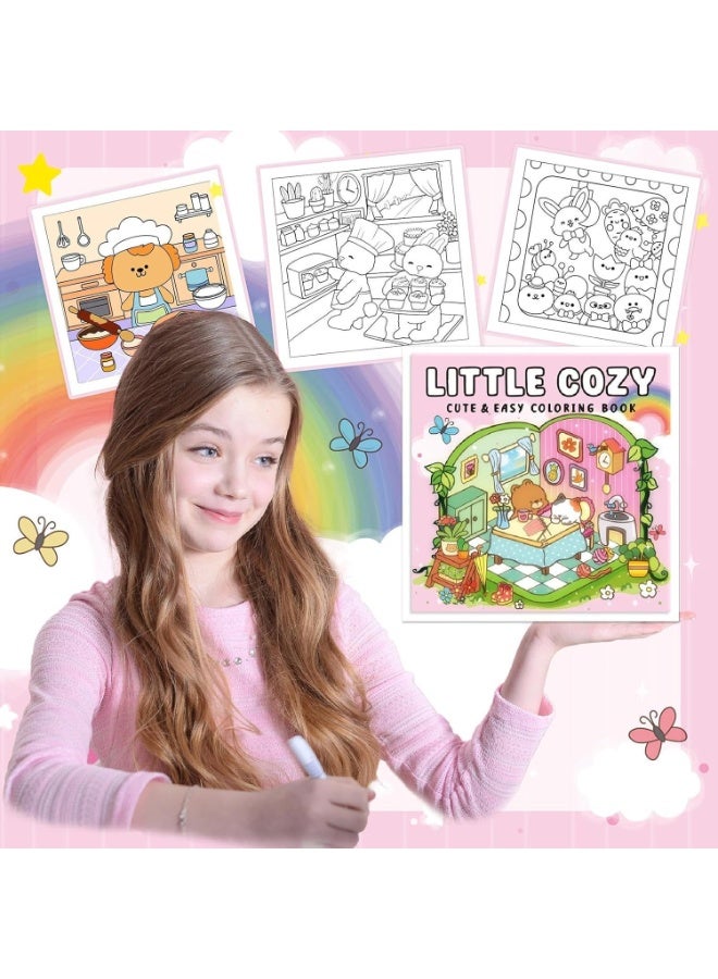 Capstro Bold & Easy Coloring Book for Kids – Cute, Simple Designs for Relaxing Creative Play | Large Illustration Art Book for Children - Little Cozy - Image 2